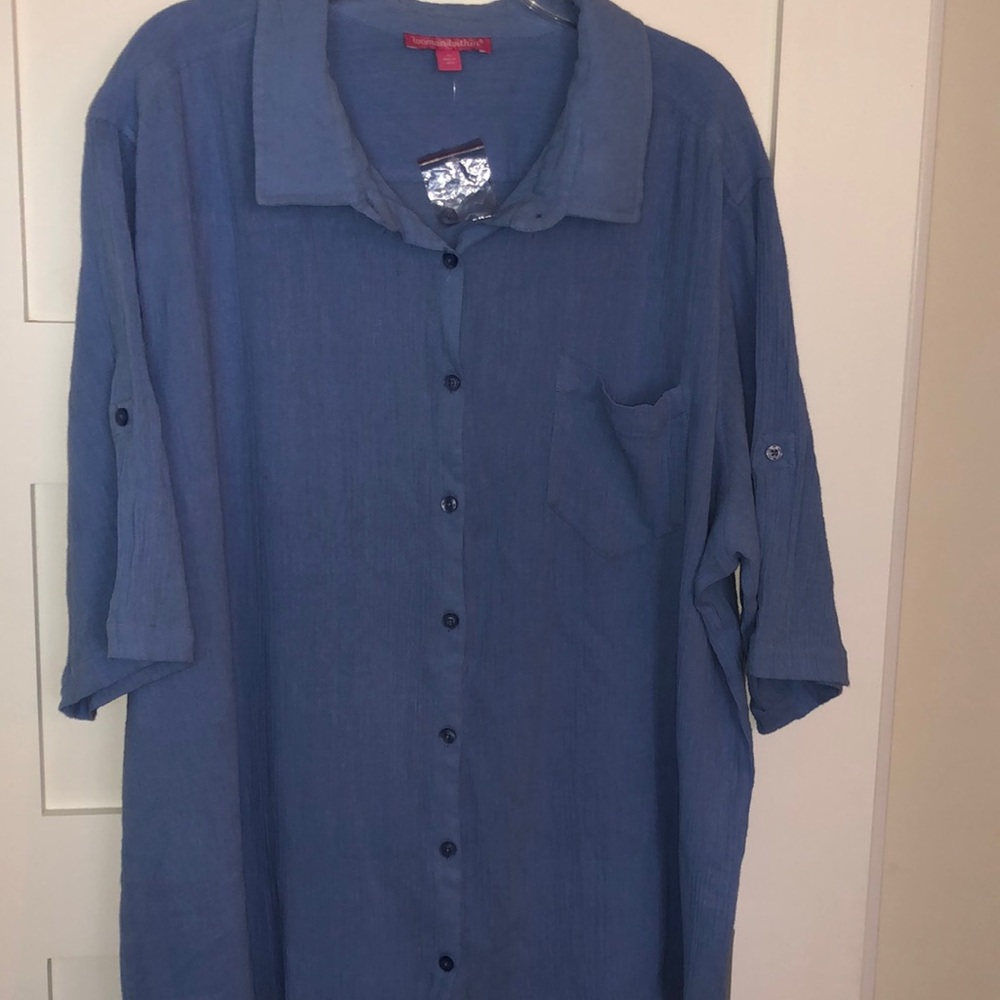 WOMAN WITHIN 3X BUTTON FRONT BLOUSE